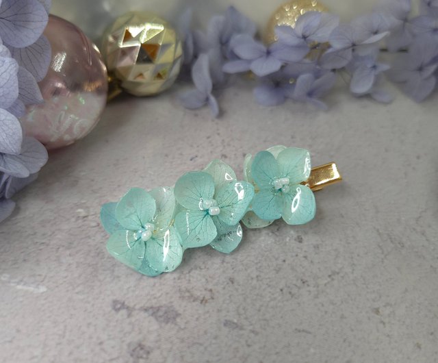 あじさい 不滅の花 レジンかんざし グラデーションブルー ショップ Nabi Honey Garden ヘアアクセサリー Pinkoi