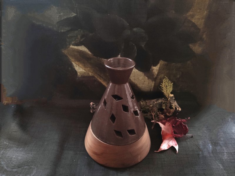 手工制作陶 / 木擴香燈 - 香氛/精油/擴香 - 陶 