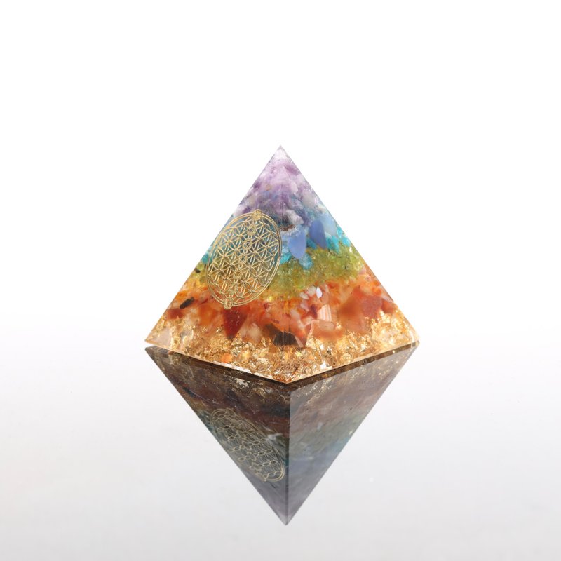 【客製化禮物】水晶透明感脈輪聖殿奧剛金字塔-生命之花Orgonite - 擺飾/家飾品 - 半寶石 多色