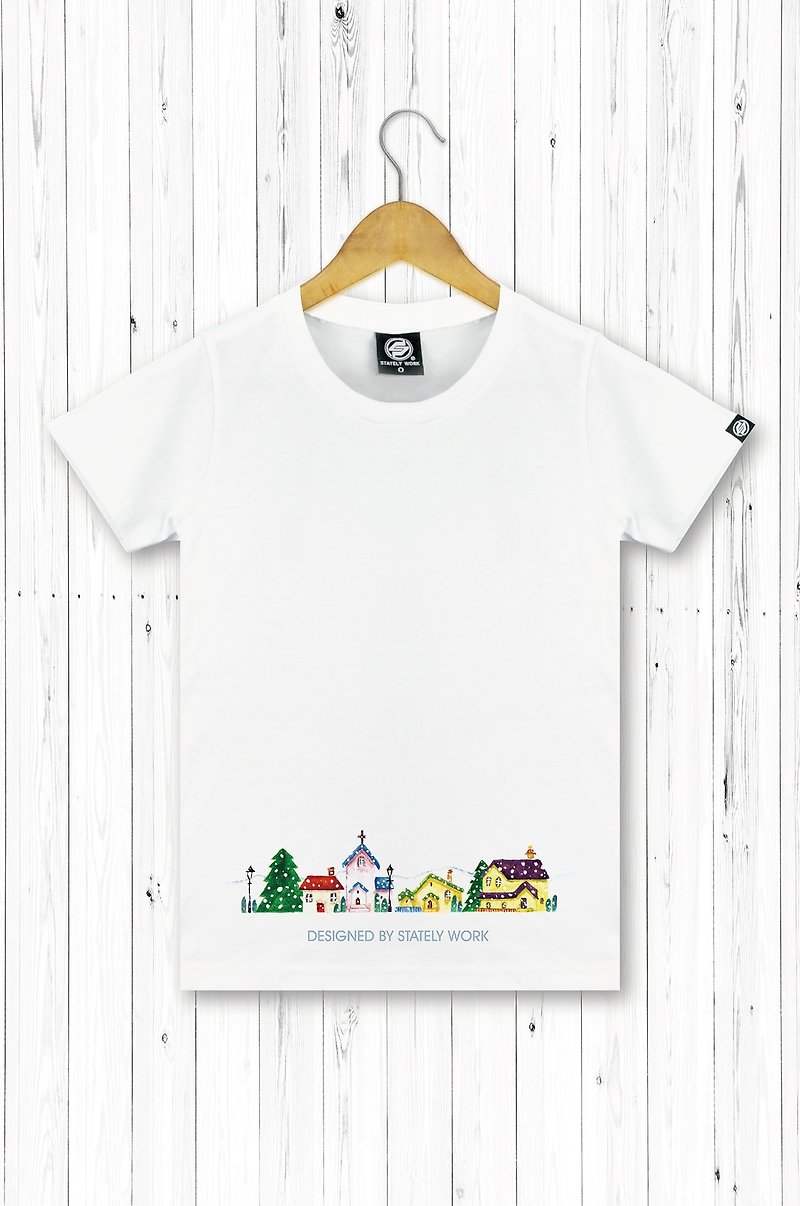 STATELYWORK Christmas Street View T-Ladies Two Colors - Women's Tops - Cotton & Hemp Multicolor
