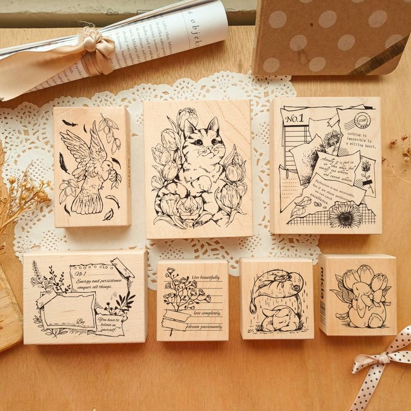 Messages from Spring Maple Wooden Stamp Set - ตราปั๊ม/สแตมป์/หมึก - วัสดุอื่นๆ 