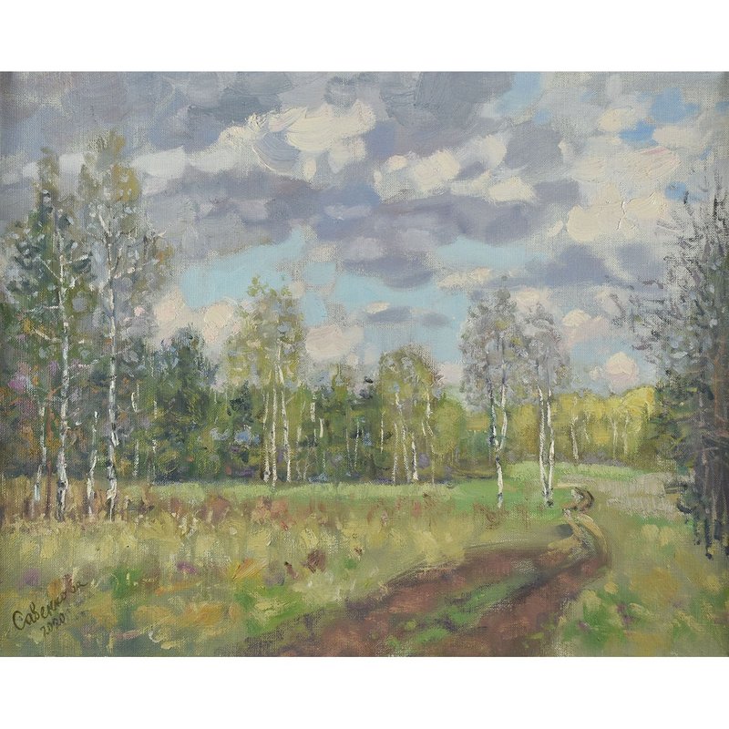 Birches Painting Nature Landscape Spring Artwork Impressionism Original Art - 海報/掛畫/掛布 - 其他材質 多色