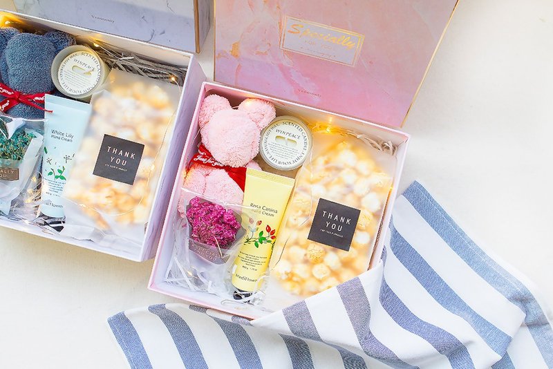 Practical accompanying gift box marble box E type (with bag) exquisite gift popcorn hand cream - ผ้าขนหนู - วัสดุอื่นๆ หลากหลายสี