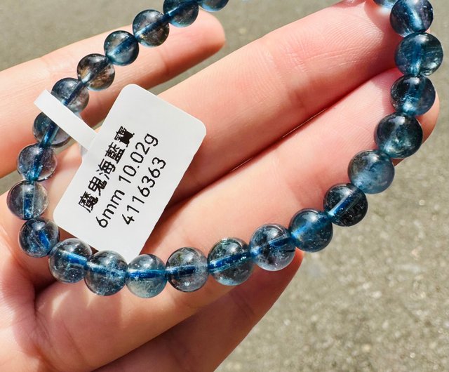 天然デビルアクアマリン 6mm 10.02g メタリック光沢 瞑想クリスタル