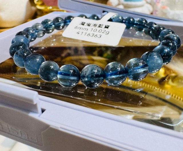 天然デビルアクアマリン 6mm 10.02g メタリック光沢 瞑想クリスタル