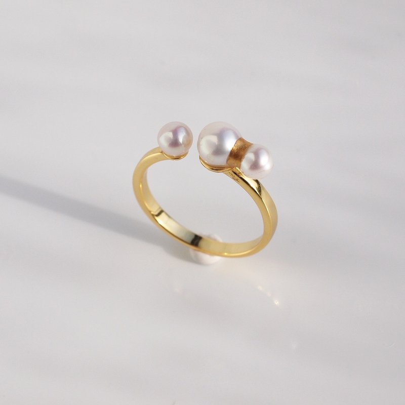 Made in Japan Kintsugi Pearl Open Ring 3 Small Freshwater Pearls Free Size SV925 Kintsugi - แหวนทั่วไป - ไข่มุก 