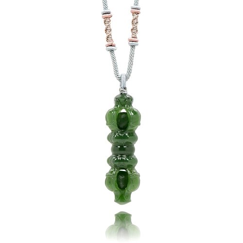 正佳珠寶 Gemsrich Jewelry 【正佳珠寶】和田碧玉 頂級菠菜綠老礦 金剛杵 和田碧玉吊墜