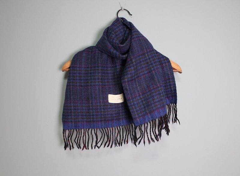 FOAK Vintage Blue Violet Kashmir Scarf - Scarves - Wool 