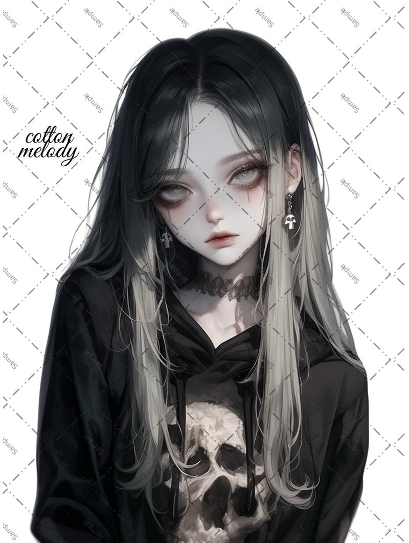 original sticker no.1663 人物ステッカー オリジナルステッカー 人物ステッカー 女の子ステッカー オリジナル人物ステッカー - 貼紙 - 紙 