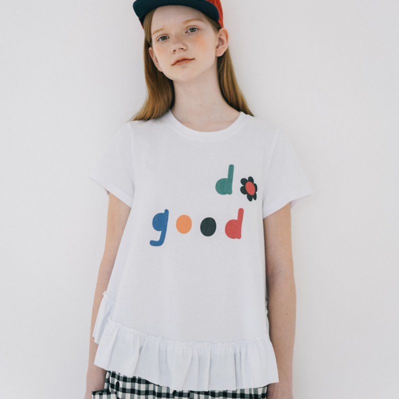 Do good flower cotton t-shirt T-shirt - imakokoni - เสื้อผู้หญิง - ผ้าฝ้าย/ผ้าลินิน ขาว