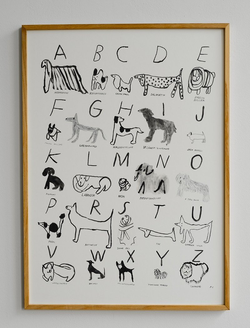 Freja Erixån - Swedish artist designs poster ABC DOGS POSTER - โปสเตอร์ - กระดาษ สีดำ