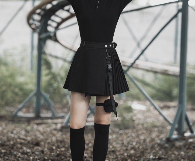 サイバーパンク機能レッグバッグプリーツスカート - ショップ PUNK