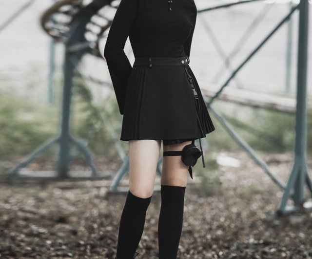 サイバーパンク機能レッグバッグプリーツスカート - ショップ PUNK