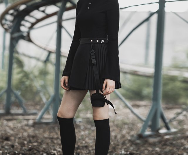 サイバーパンク機能レッグバッグプリーツスカート - ショップ PUNK