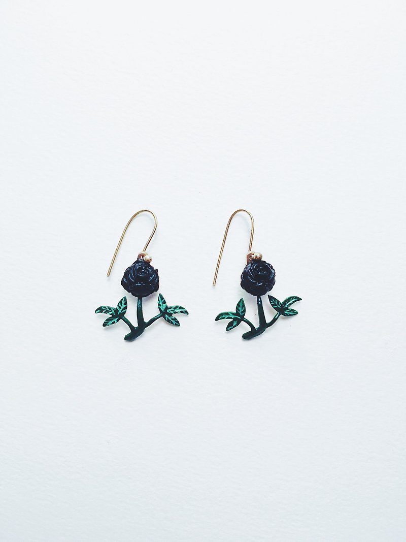 Hand-painted earrings-black rose