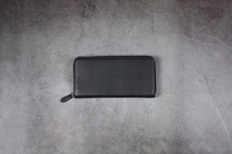 Irregular bison leather long clip black - Wallets - Genuine Leather Black