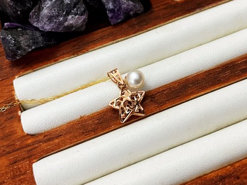 Pine St. Jewelry 松樹街輕奢珠寶 14K純金 五角星天然珍珠 墜子