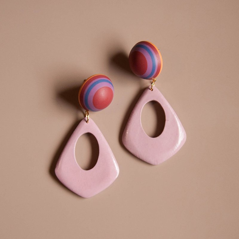 Space Age - Rose Planetary System Earrings - Earrings & Clip-ons - Acrylic Pink