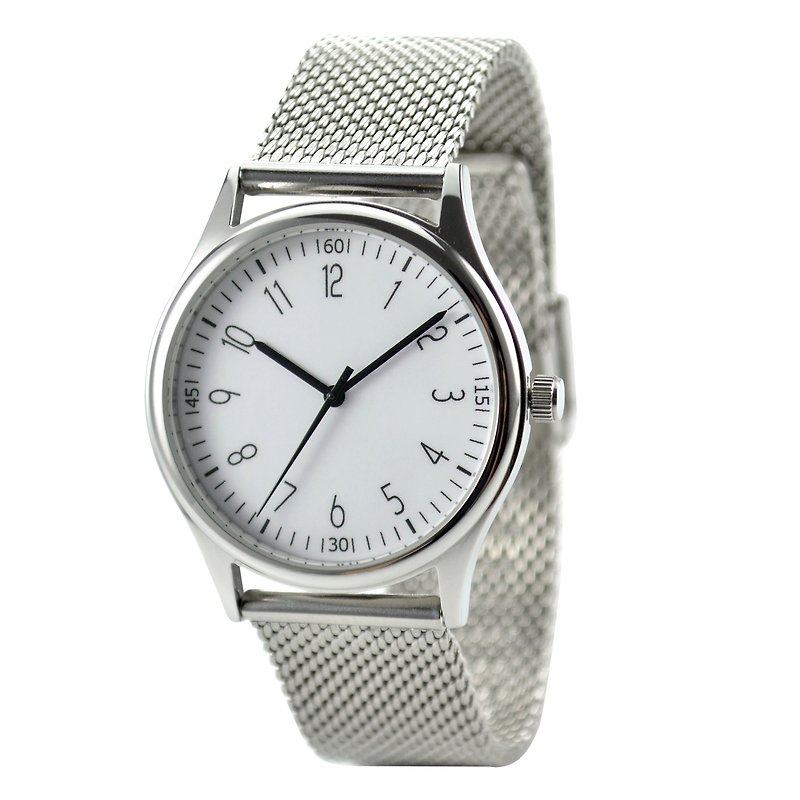 Minimalist number watches with Mesh Band I Unisex I Free Shipping - นาฬิกาผู้ชาย - สแตนเลส สีเทา