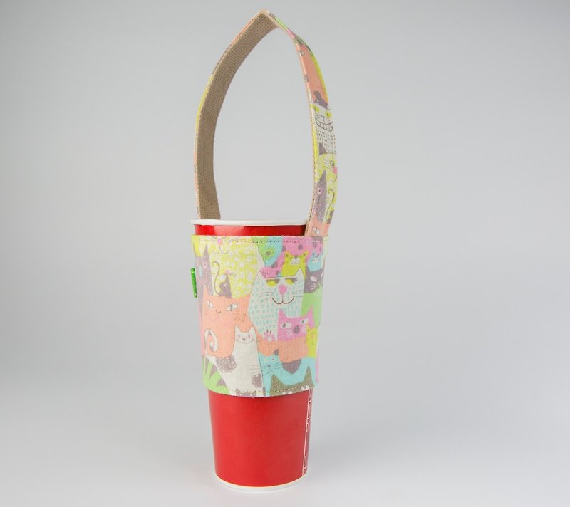 Pu.sozo cloth hand made (smile chucket) Environmental Cups Set Beverage Cups Beverage bag - ถุงใส่กระติกนำ้ - ผ้าฝ้าย/ผ้าลินิน 
