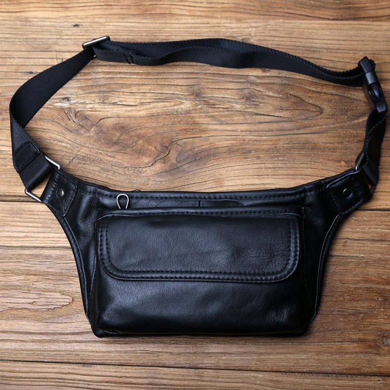 メンズ本革チェストバッグ カジュアルショルダーバッグ スマホウエストポーチ - ショルダーバッグ - 革 ブラウン