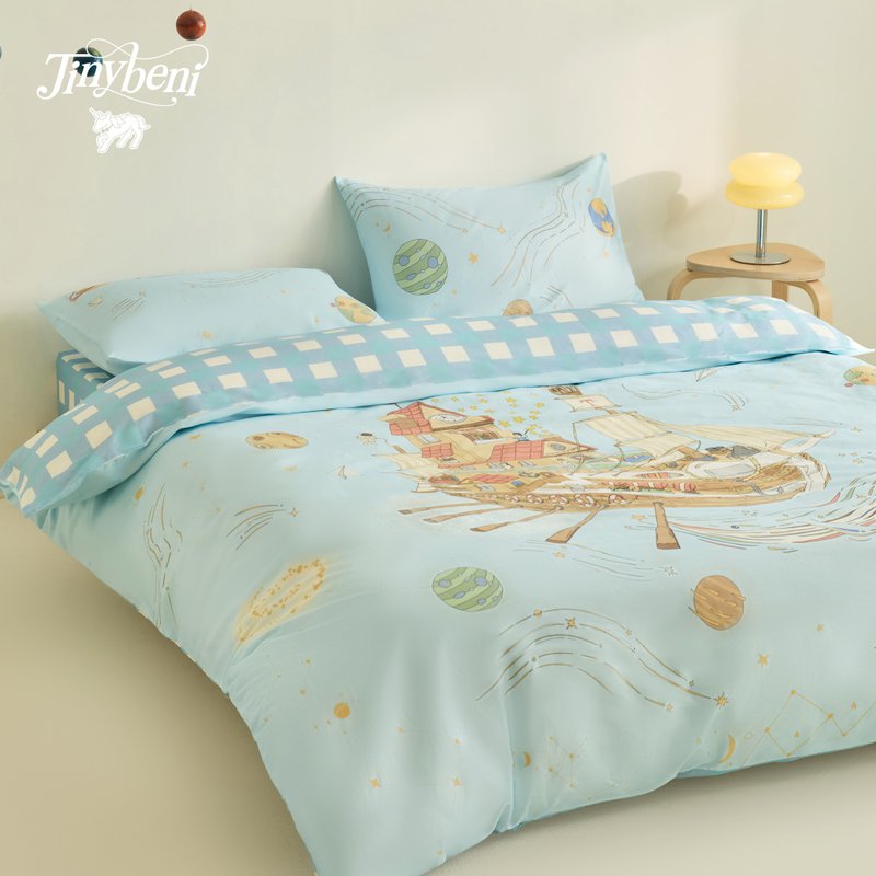 tinybeni純棉床上用品四件套嬰兒童床品貢緞300T床單被套嬰童A類 - 寢具/床包 - 棉．麻 卡其色