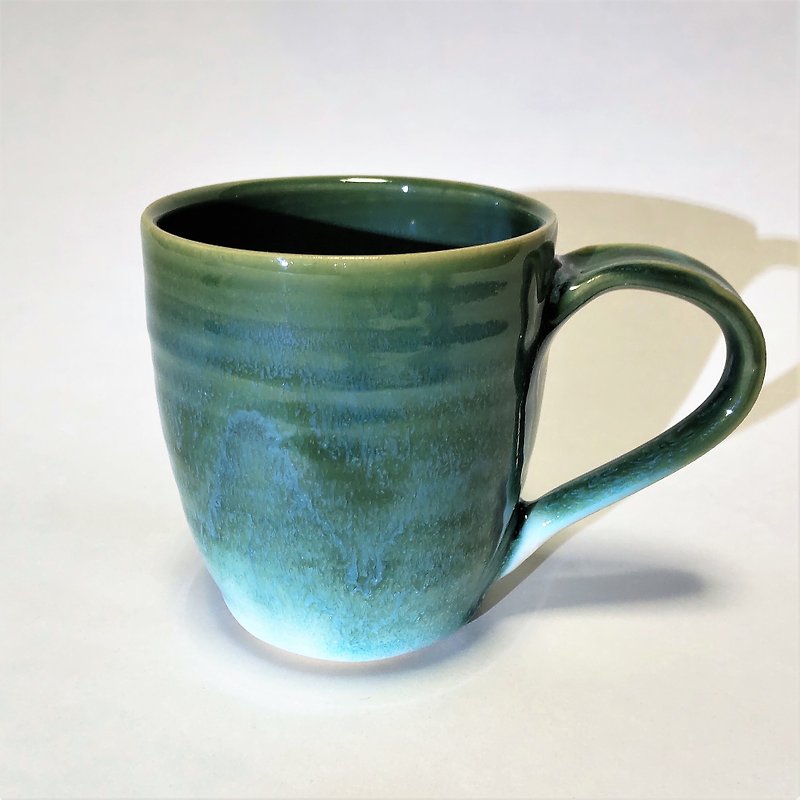 emerald green mug - แก้วมัค/แก้วกาแฟ - ดินเผา สีเขียว