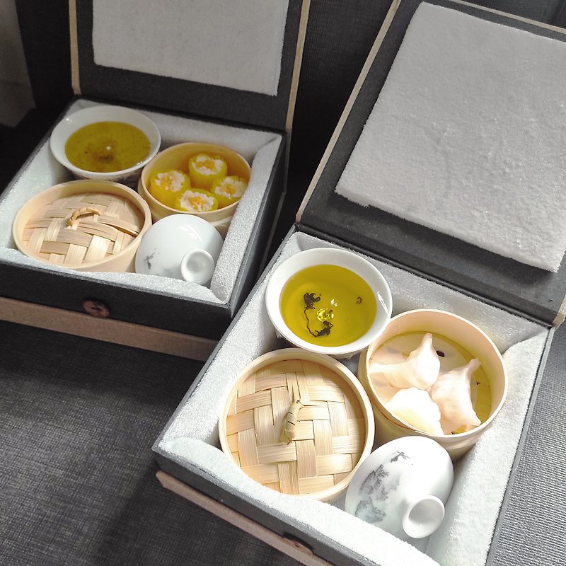香港土産（ギフトボックス入り） 1カップ2個入り 点心海老団子キャンドルとお茶の香りのキャンドル - キャンドル・燭台 - 蝋 