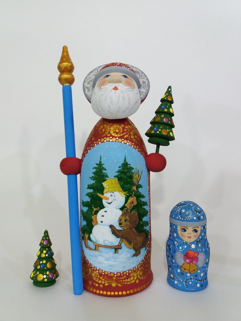 圣诞老人-木制matryoshka23,5sm9.25inc手绘丙烯酸涂料 - 其他 - 木頭 多色