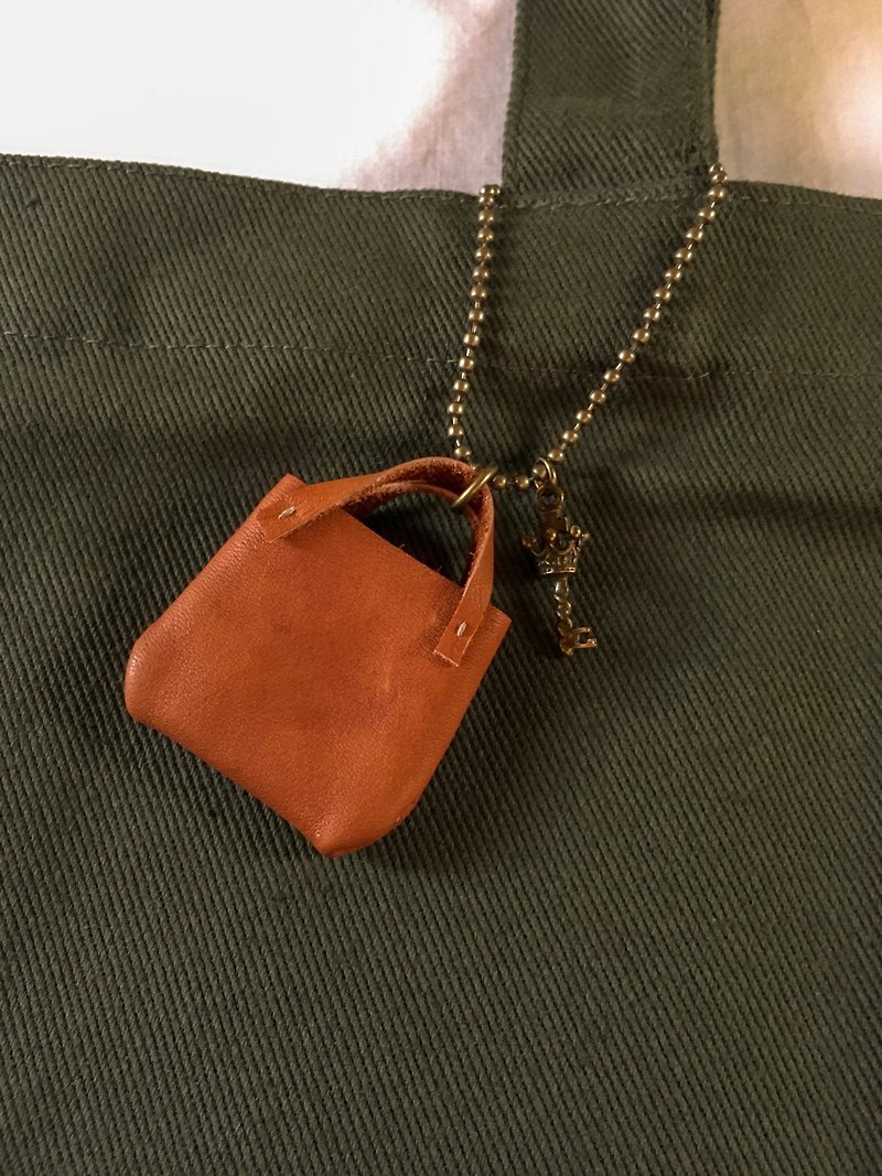 key chain : tote bag - 鑰匙圈/鎖匙扣 - 真皮 咖啡色