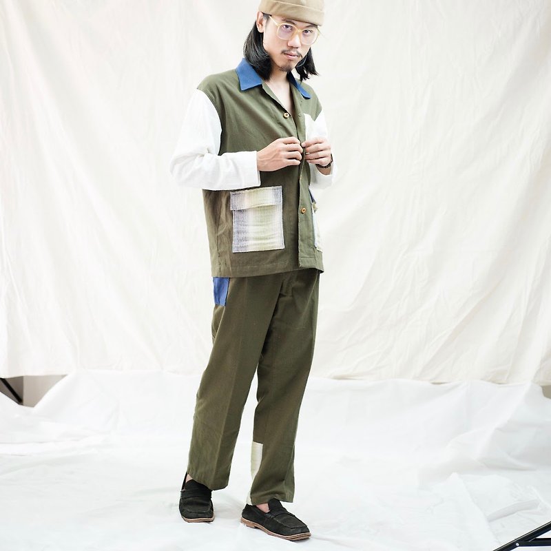 Do-Duang Jacket - 男襯衫/休閒襯衫 - 棉．麻 綠色