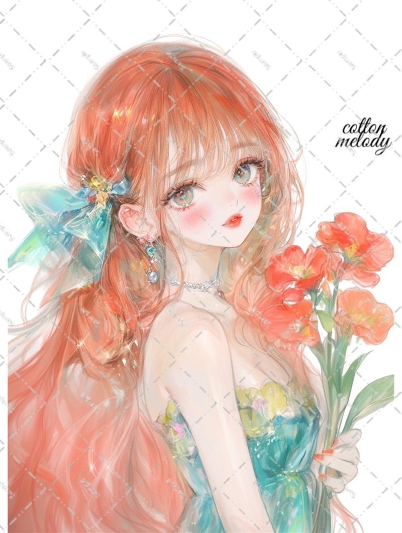 original sticker no.6519 人物ステッカー オリジナルステッカー 人物ステッカー 女の子ステッカー オリジナル人物ステッカー - 貼紙 - 紙 