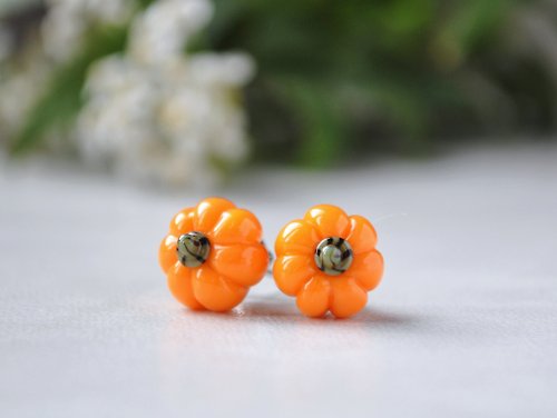 Toutberry Halloween gift Fall earrings Autumn jewelry Pumpkin earrings Real fruit jewelry