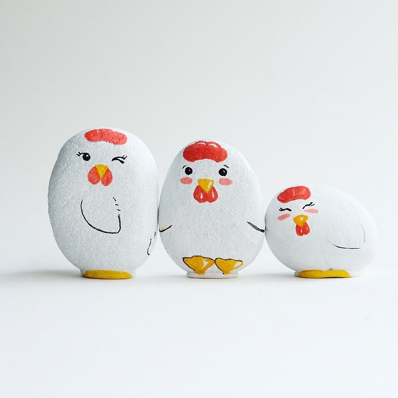 Chicken doll stone painting, handmade unique gifts. - ตุ๊กตา - หิน ขาว