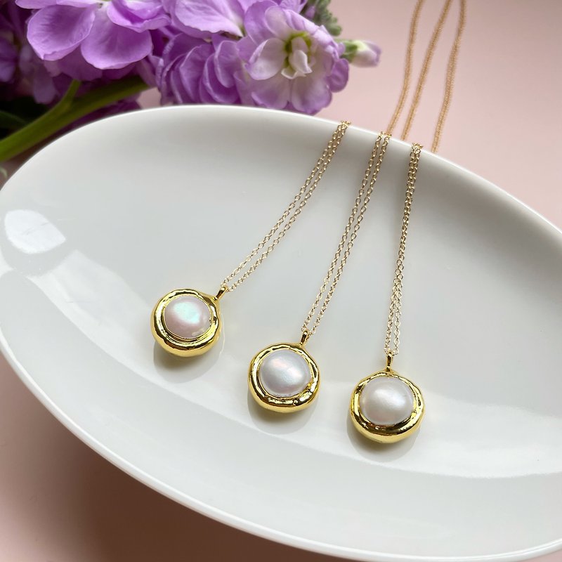 Baroque pearl 14KGF short necklace - Necklaces - Pearl Gold