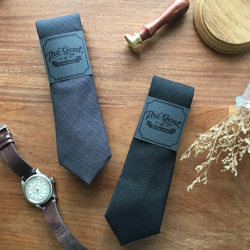 [The GENT] Falcon Grey Tie | Raven Black Tie Plaid Tartan - Ties & Tie Clips - Cotton & Hemp Multicolor