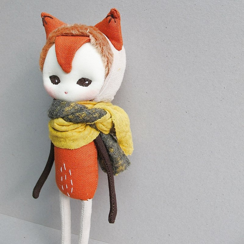 Small fox spirit A2 - Stuffed Dolls & Figurines - Cotton & Hemp Orange