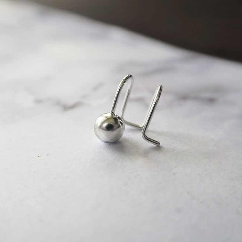 925 sterling silver simple entry model-geometric round Clip-On ear cuff-sold separately - Earrings & Clip-ons - Sterling Silver Gray