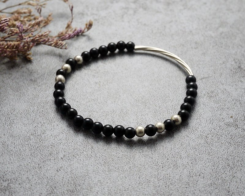 Natural Stone Bracelet - Stroll (Black Onyx / Temperament / Girl / Accessories) - Bracelets - Gemstone Black