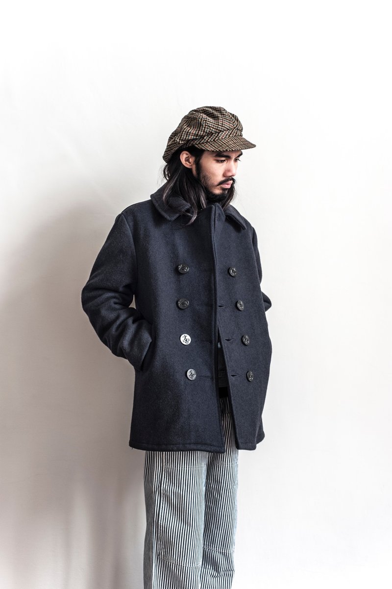 Vintage SCHOTT N.Y.C 深藍色古著海軍外套 - 男夾克/外套 - 羊毛 藍色