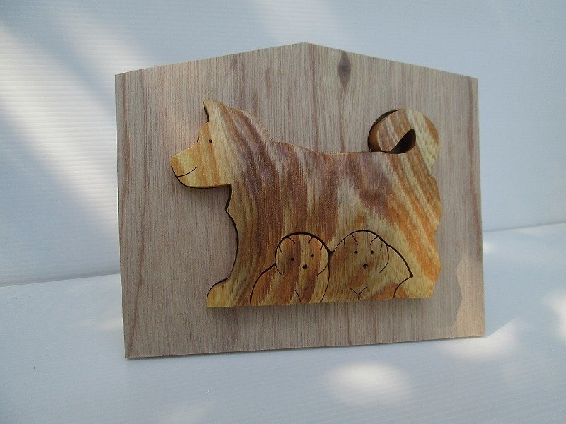 Zodiac dog Shiba Inu Japan postage164 yen - งานไม้/ไม้ไผ่/ตัดกระดาษ - ไม้ สีกากี