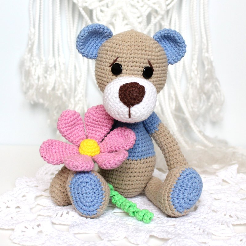 Bear stuffed toy Personalized Baby shower gift  Soft toy teddy bear - Kids' Toys - Cotton & Hemp Multicolor