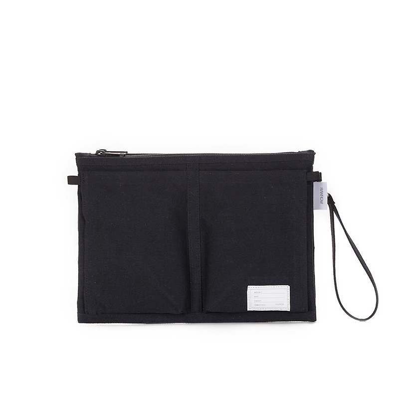 內袋系列-13吋收納袋(手拿/收納)-墨黑-RMD300BK - 化妝袋/收納袋 - 棉．麻 黑色