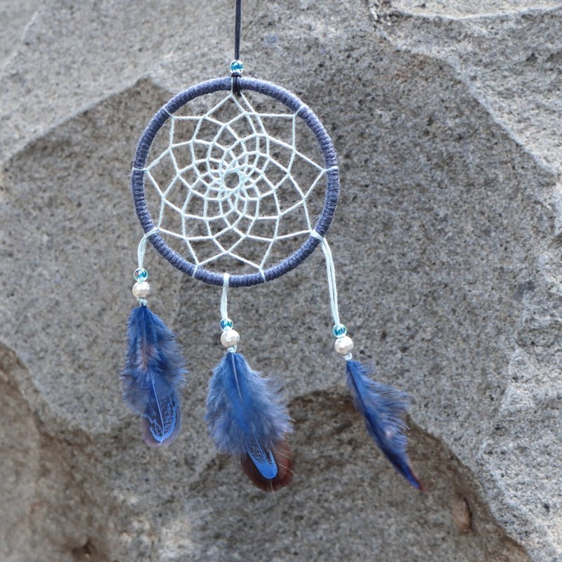 Legend of the Ocean丨Handwoven Gift Dreamcatcher Dreamcatcher- Gemstone - Items for Display - Cotton & Hemp Blue