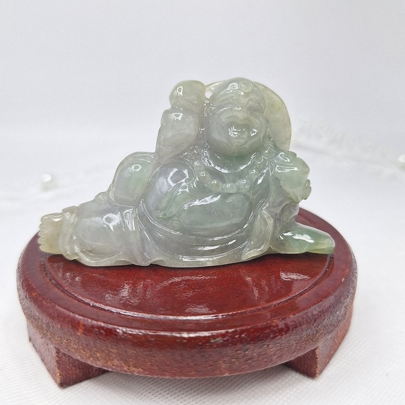 Warm and rich violet hand-carved Buddha ornaments | Natural Burmese jade A grade jadeite - สร้อยคอ - หยก 