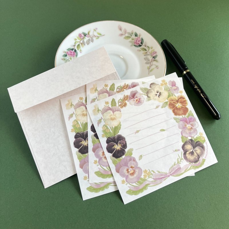 Pansy flower lover crown letter set - Envelopes & Letter Paper - Paper Purple