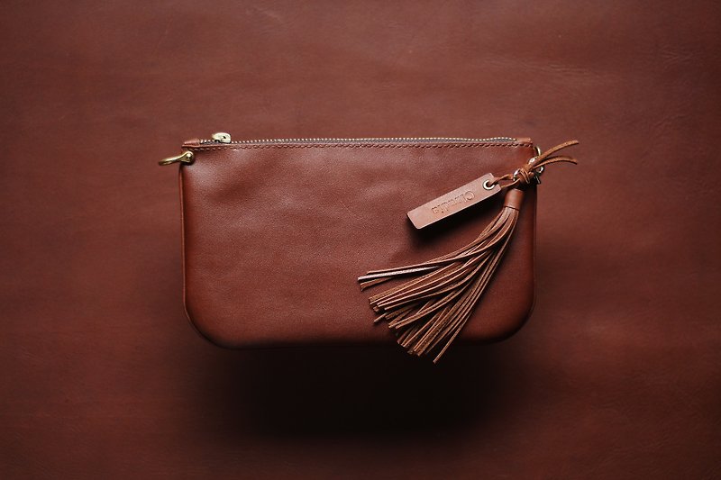 Tassel Package | Peace of Mind Shipment SOP - Clutch Bags - Genuine Leather Brown