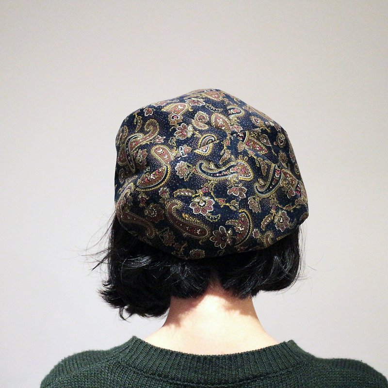 JOJA│ [Limited] Japan's old corduroy velvet beret / SM adjustable / beret / painter cap - Hats & Caps - Cotton & Hemp Blue