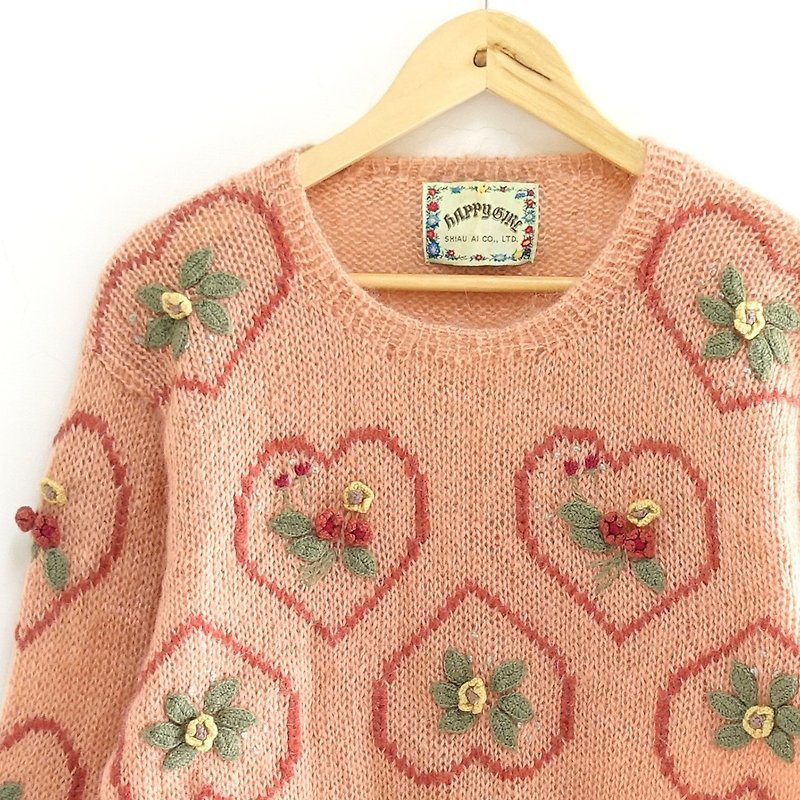 │Slowly│ Small three-dimensional flowers - vintage sweater │ vintage. Vintage - สเวตเตอร์ผู้หญิง - เส้นใยสังเคราะห์ หลากหลายสี