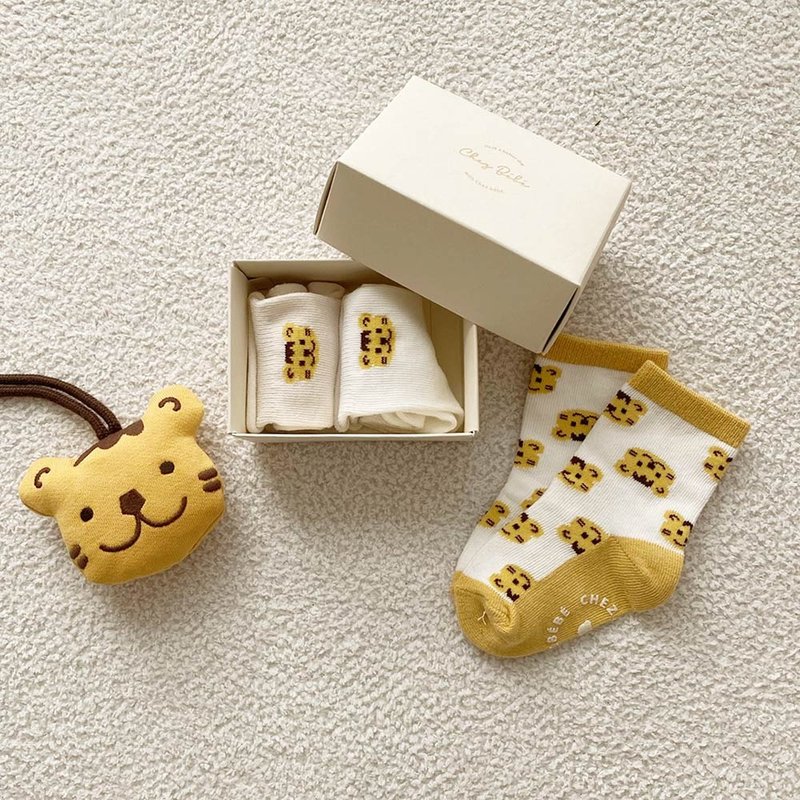 South Korea Chezbebe Cream Tiger Socks 3 sets (0-24M) - ของเล่นเด็ก - ผ้าฝ้าย/ผ้าลินิน 